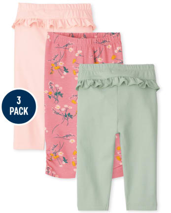Baby Girls Floral Pants 3-Pack