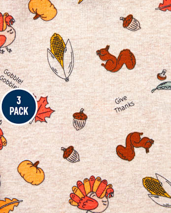 Unisex Baby Thanksgiving Bodysuit 3-Pack