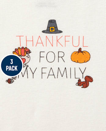 Unisex Baby Thanksgiving Bodysuit 3-Pack