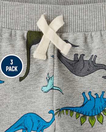 Baby And Toddler Boys Dino Fleece Jogger Pants 3-Pack