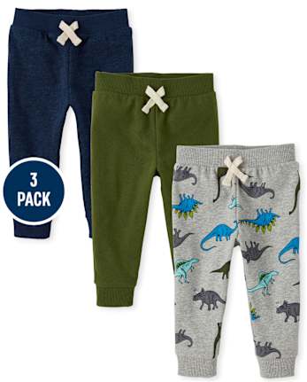 Baby And Toddler Boys Dino Fleece Jogger Pants 3-Pack