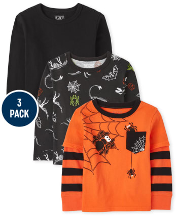 Lot de 3 hauts d'Halloween pour tout-petits garçons