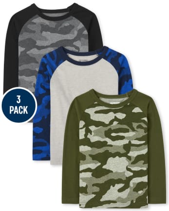 Lot de 3 hauts raglan camouflage pour tout-petits garçons