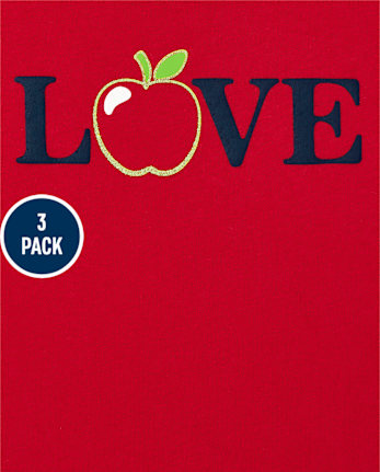 Pack de 3 tops de manzana para niña