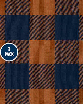 Evas' Pick - Boys Plaid Raglan Thermal Top 3-Pack