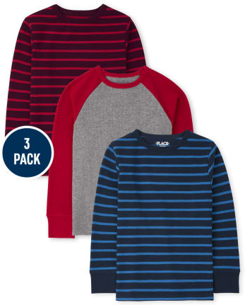 Pack de 3 tops térmicos a rayas para niños