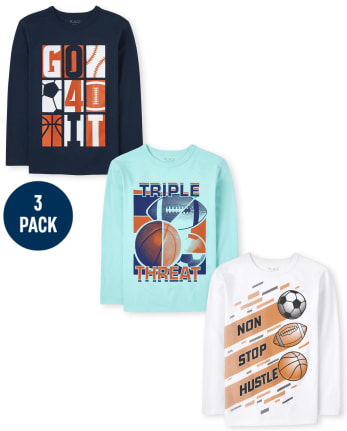 Paquete de 3 camisetas deportivas con gráfico para niños