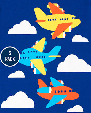 Paquete de 3 camisetas con gráfico de transporte para niños pequeños