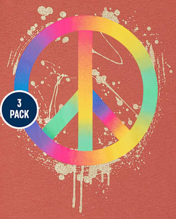 Paquete de 3 camisetas con gráfico de tendencia para niñas