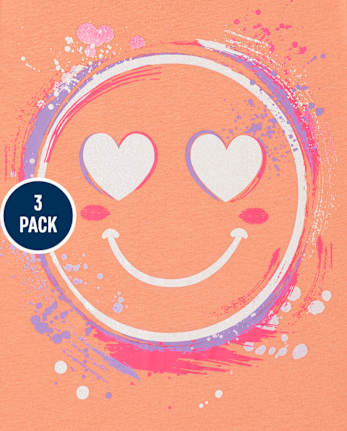 Paquete de 3 camisetas con gráfico de tendencia para niñas