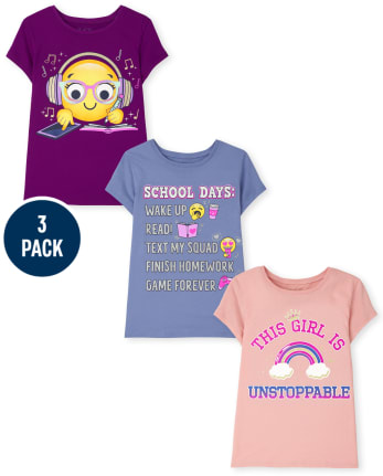 Lot de 3 t-shirts graphiques pour filles