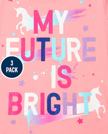 Paquete de 3 camisetas con gráfico Unicorn School para niñas