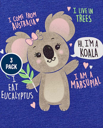 Pack de 3 camisetas con estampado de animales para niñas pequeñas