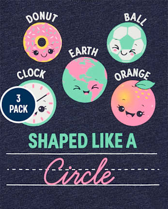 Lot de 3 t-shirts graphiques scolaires pour petites filles