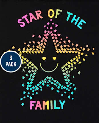 Lot de 3 t-shirts graphiques Rainbow Family pour petites filles