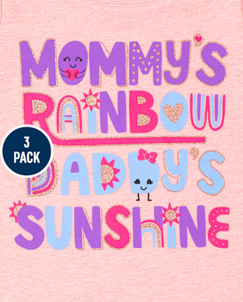 Lot de 3 t-shirts graphiques Rainbow Family pour petites filles