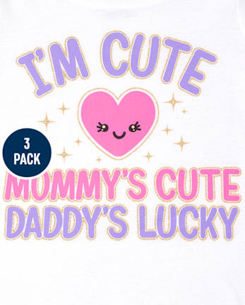 Lot de 3 t-shirts graphiques Rainbow Family pour petites filles