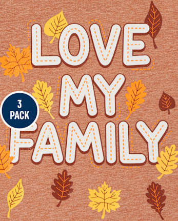Paquete de 3 camisetas con estampado de otoño para niñas pequeñas