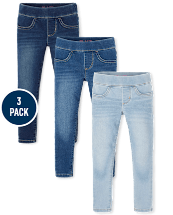 Girls Stretch Knit Denim Pull On Jeggings 3 Pack MULTI The Children s Place