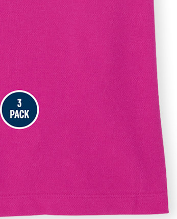 Polo de piqué con volantes de uniforme para niñas, paquete de 3