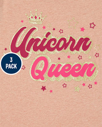 Lot de 3 t-shirts à imprimé licorne pour filles