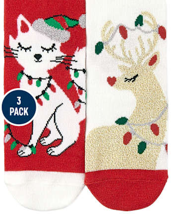 Paquete de 3 calcetines navideños para niñas