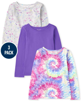 Lot de 3 hauts tie-dye pour fille