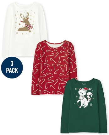 Girls Christmas Top 3-Pack