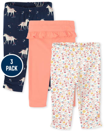Baby Girls Unicorn Pants 3-Pack