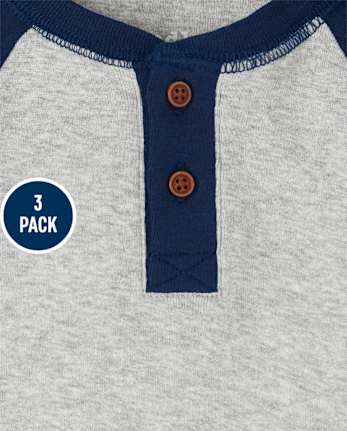 Baby Boys Henley Bodysuit 3-Pack