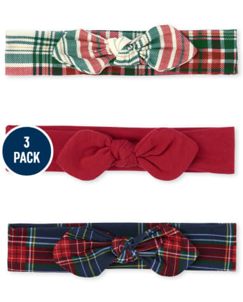 Baby Girls Plaid Bow Headwrap 3-Pack