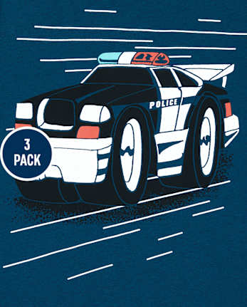 Paquete de 3 camisetas con gráfico de vehículo para niños pequeños - MULTI CLR