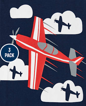 Camiseta con gráfico de vehículo para niños pequeños, paquete de 3
