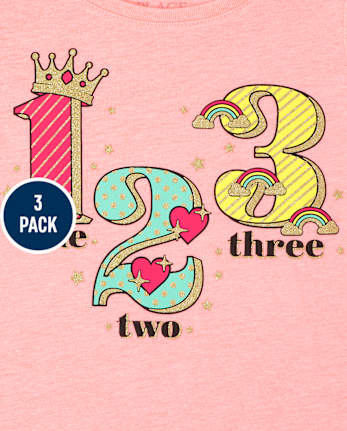 Toddler Girls Education Graphic Tee 3-Pack