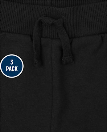 Pack de 3 pantalones jogger ajustados de polar elástico para niños