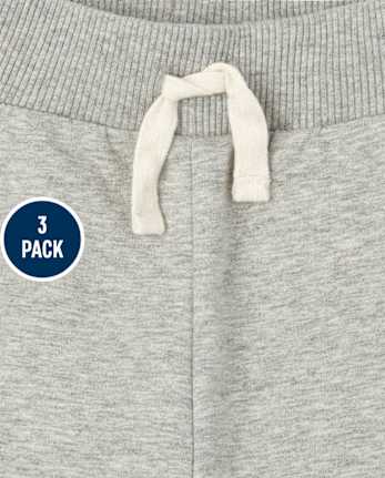 Pack de 3 pantalones jogger ajustados de polar elástico para niños
