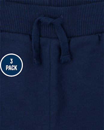 Pack de 3 pantalones jogger ajustados de polar elástico para niños
