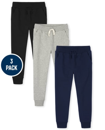 Pack de 3 pantalones jogger ajustados de polar elástico para niños