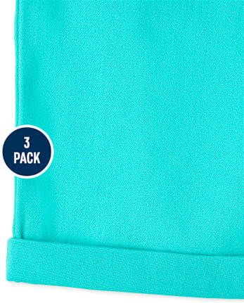 Girls Roll Cuff Twill Skimmer Shorts 3-Pack