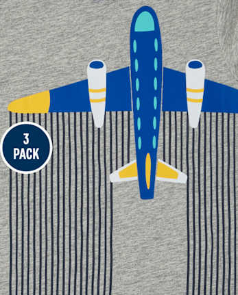 Toddler Boys Plane Top 3-Pack
