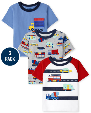 Pack de 3 camisetas estilo camionero para niños pequeños