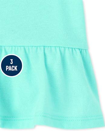 Paquete de 3 tops con volantes para niñas pequeñas