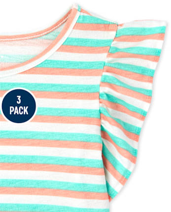Paquete de 3 tops con volantes para niñas pequeñas