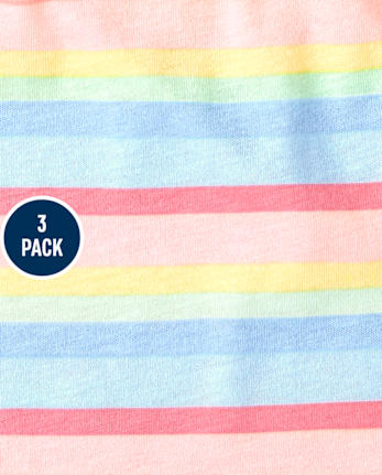 Toddler Girls Rainbow Top 3-Pack