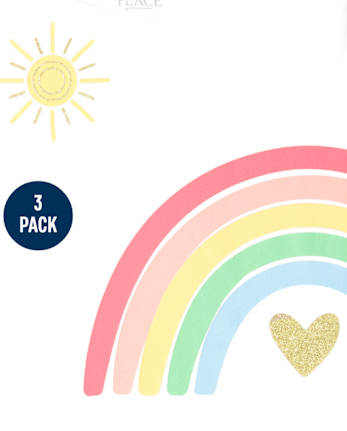 Toddler Girls Rainbow Top 3-Pack