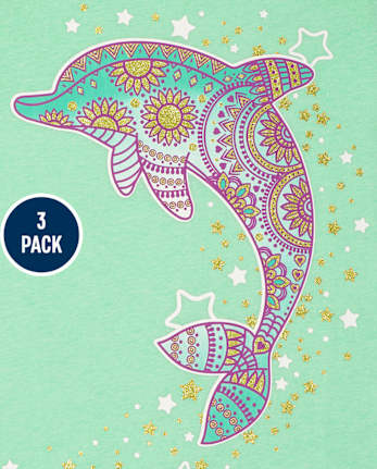 Paquete de 3 camisetas con estampado de animales para niñas