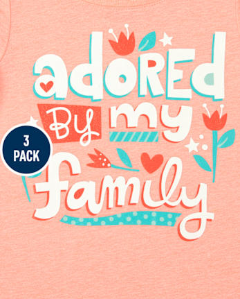 Lot de 3 t-shirts à imprimé familial pour bébés et petites filles