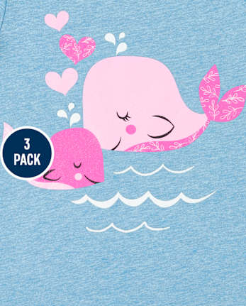 Paquete de 3 camisetas con estampado de animales para bebés y niñas pequeñas