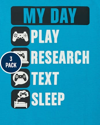 Paquete de 3 camisetas con estampado de videojuegos para niños