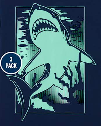 Lot de 3 t-shirts à imprimé requin pour garçons